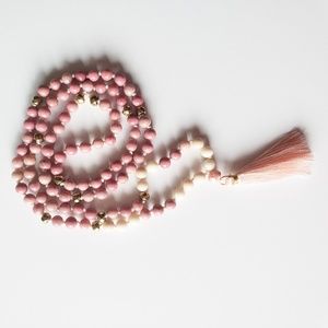 Pink Rhondonite Mala Necklace